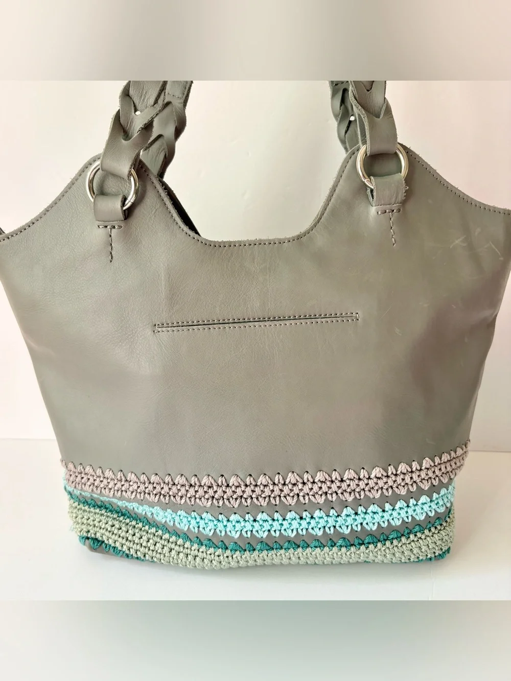 The Sak Back to Bali Gray Leather Hobo Bag Purse